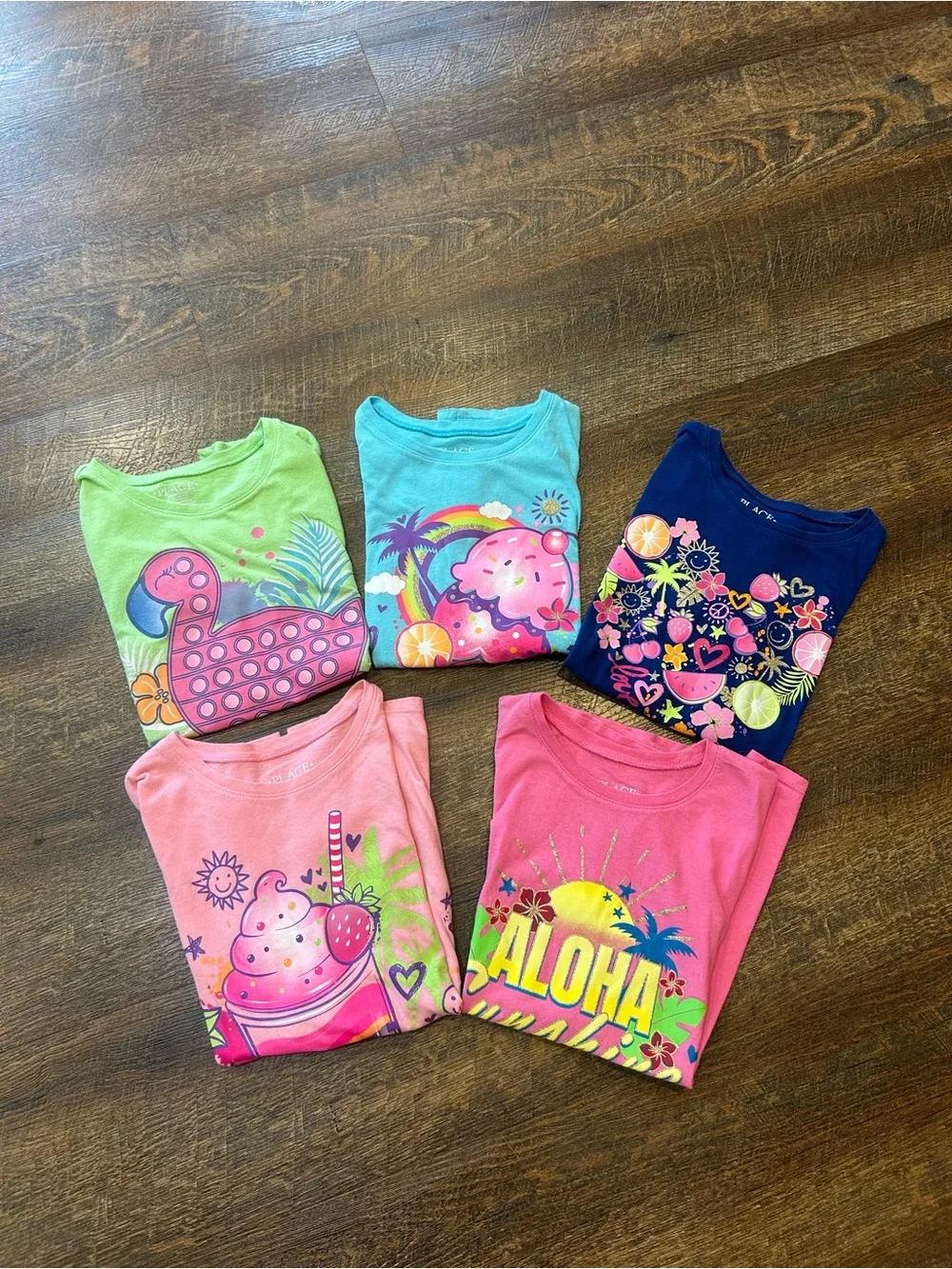 The Children's Place Colorful Graphic Tee Bundle - Pink, Navy, Light Blue, Green